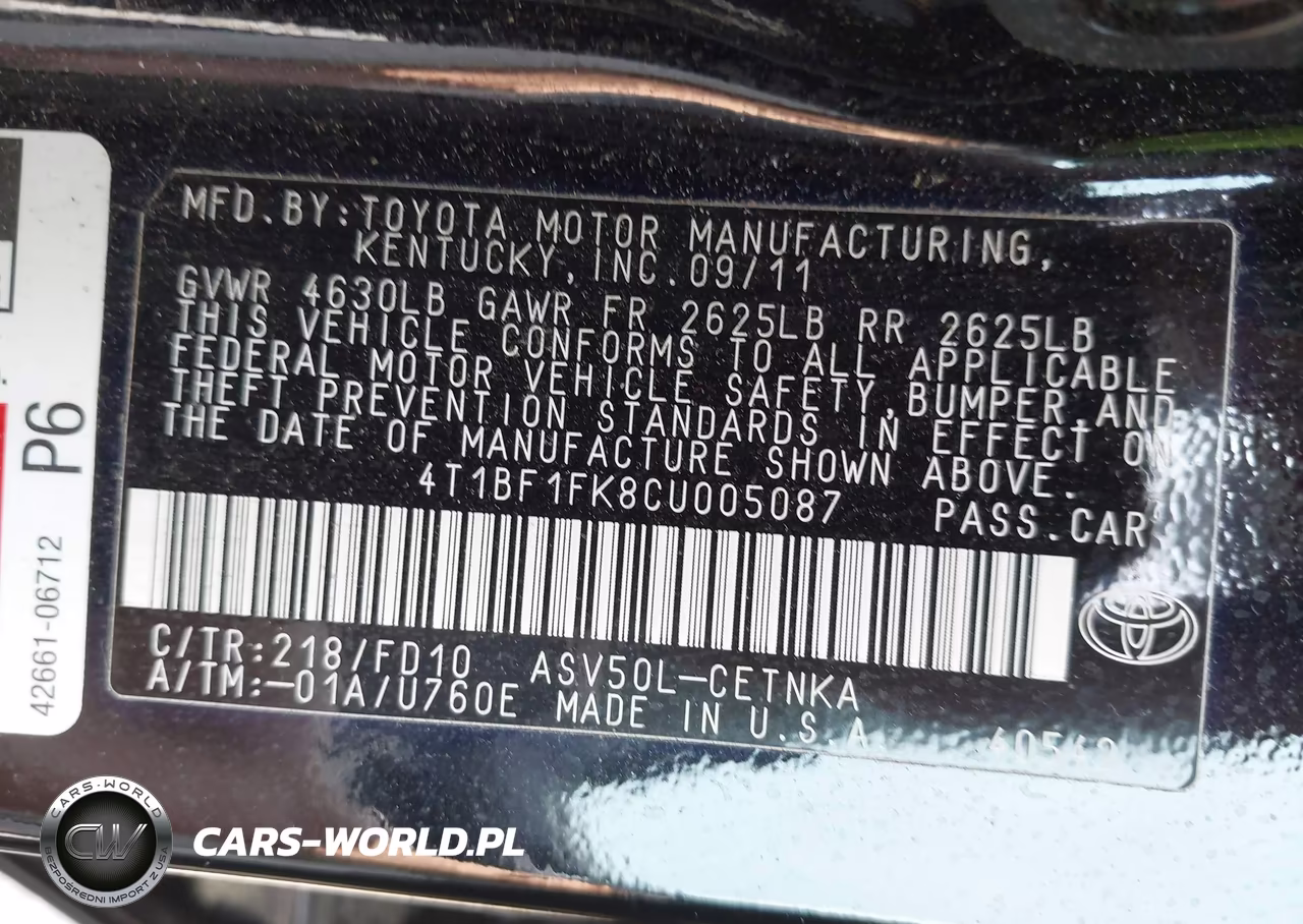 2012 Toyota Camry Le VIN:4T1BF1FK8CU005087 - 9