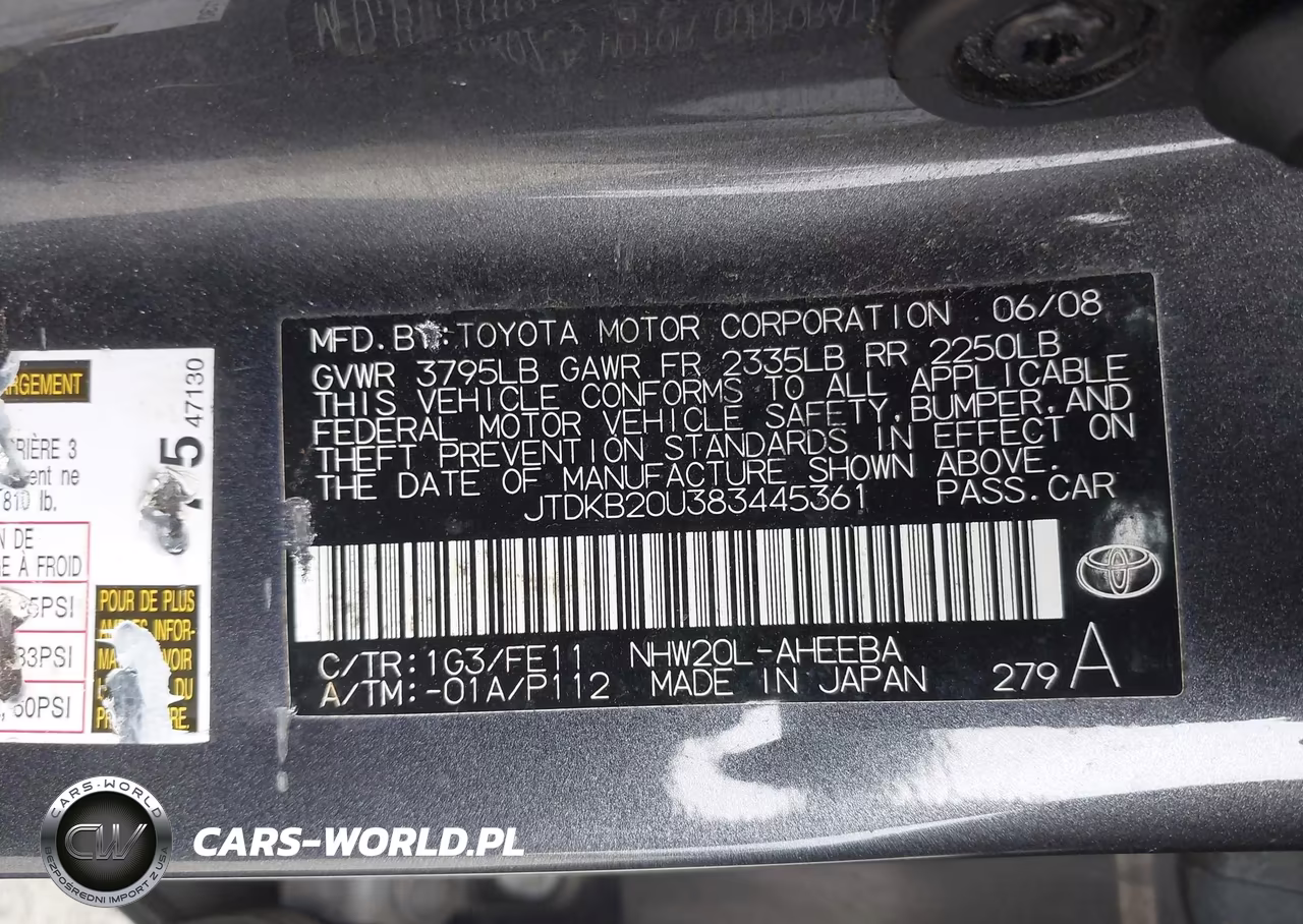 2008 Toyota Prius VIN:JTDKB20U383445361 - 9