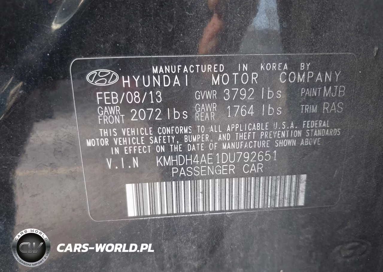 2013 Hyundai Elantra Gls VIN:KMHDH4AE1DU792651 - 9