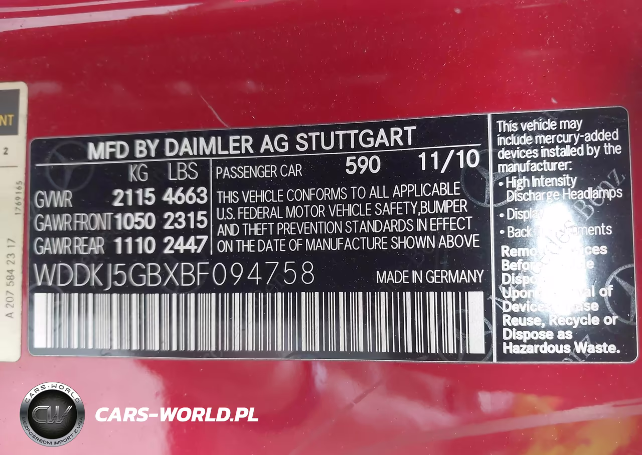 MERCEDES-BENZ E 350 VIN:WDDKJ5GBXBF094758 - 9