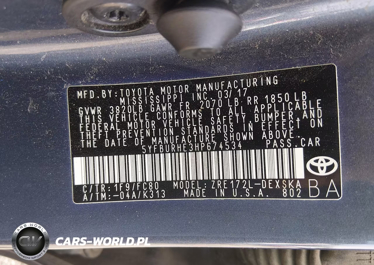 2017 Toyota Corolla Se VIN:5YFBURHE3HP674534 - 9