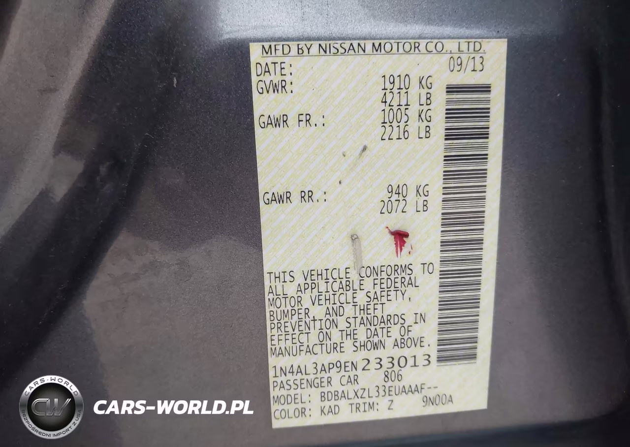 2014 Nissan Altima 2.5 Sl VIN:1N4AL3AP9EN233013 - 9