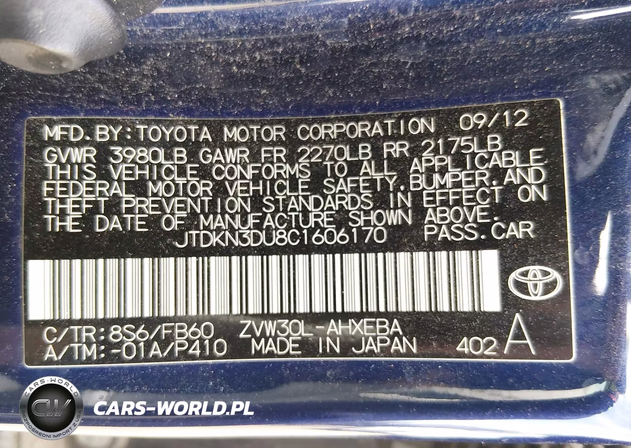 2012 Toyota Prius Three VIN:JTDKN3DU8C1606170 - 9