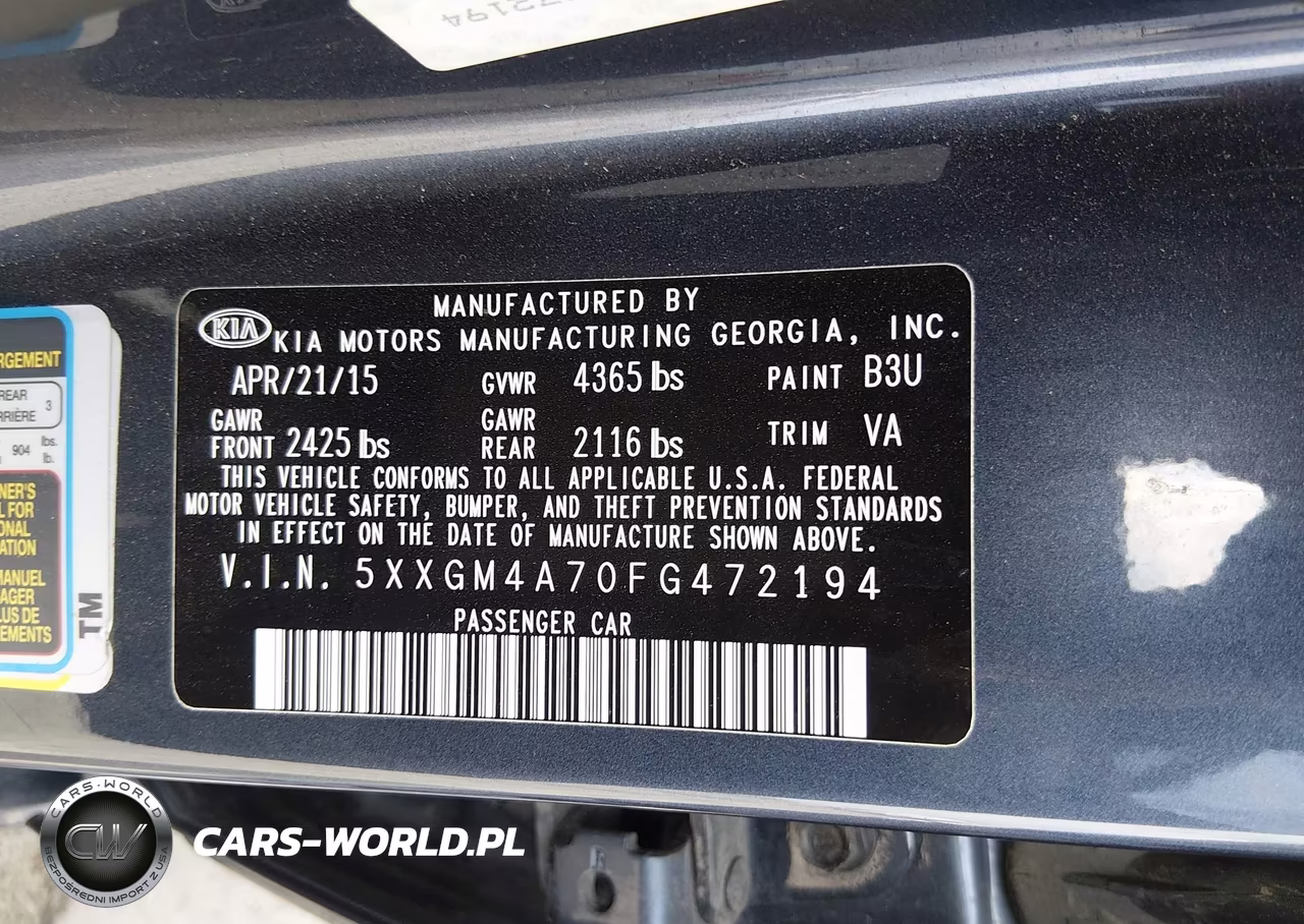 2015 Kia Optima Lx VIN:5XXGM4A70FG472194 - 9