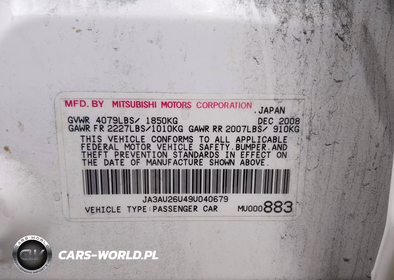 2009 Mitsubishi Lancer Es-Es-Sport VIN:JA3AU26U49U040679 - 9