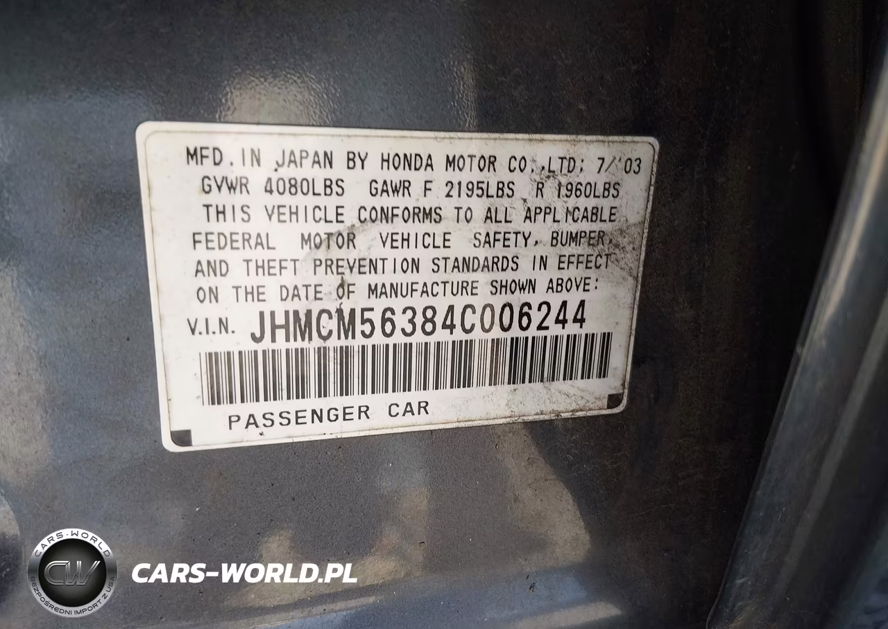 2004 Honda Accord 2.4 Lx VIN:JHMCM56384C006244 - 9