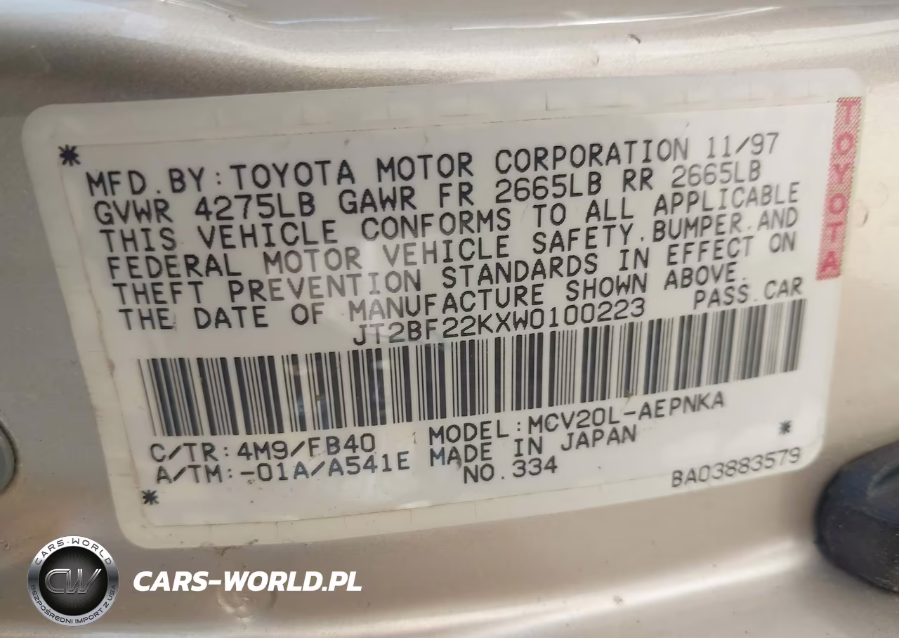 1998 Toyota Camry Le V6 VIN:JT2BF22KXW0100223 - 9