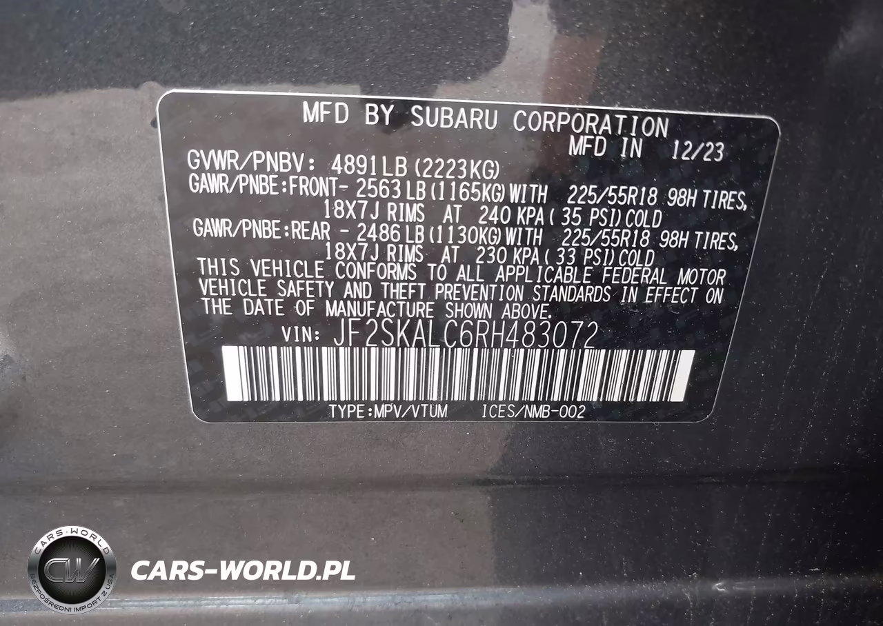 2024 Subaru Forester Limited VIN:JF2SKALC6RH483072 - 9