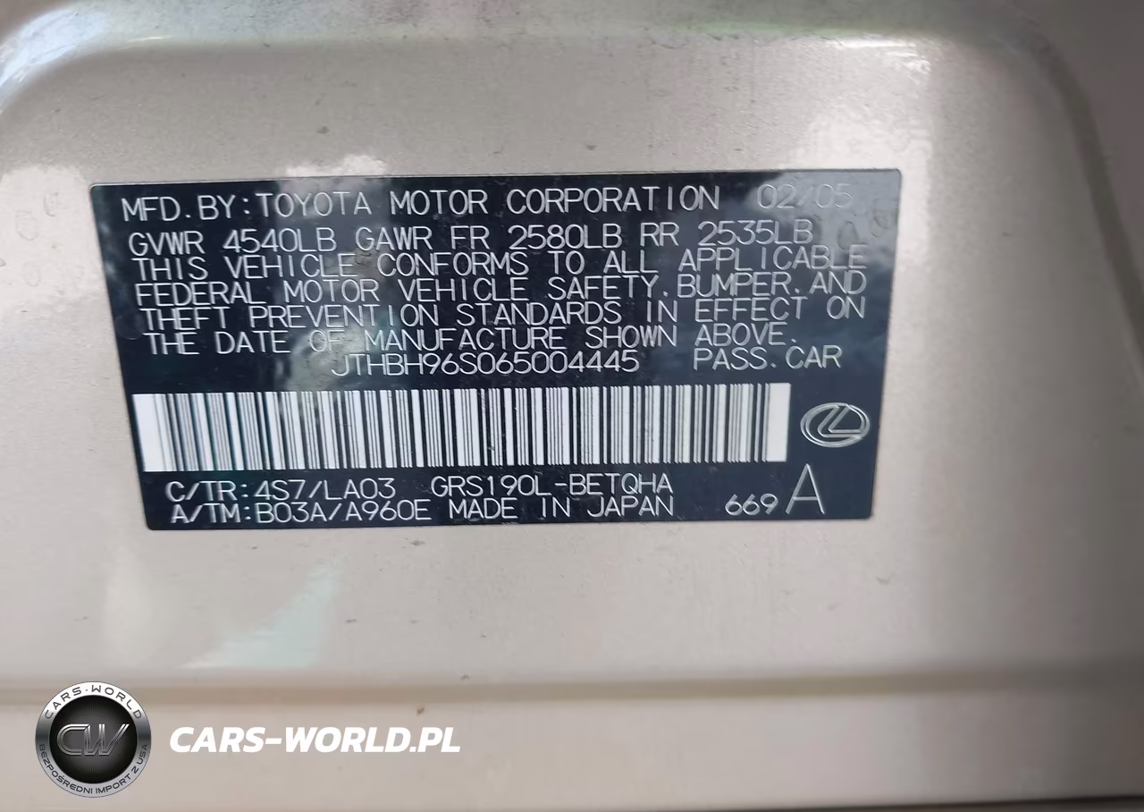 2006 Lexus Gs 300 VIN:JTHBH96S065004445 - 9