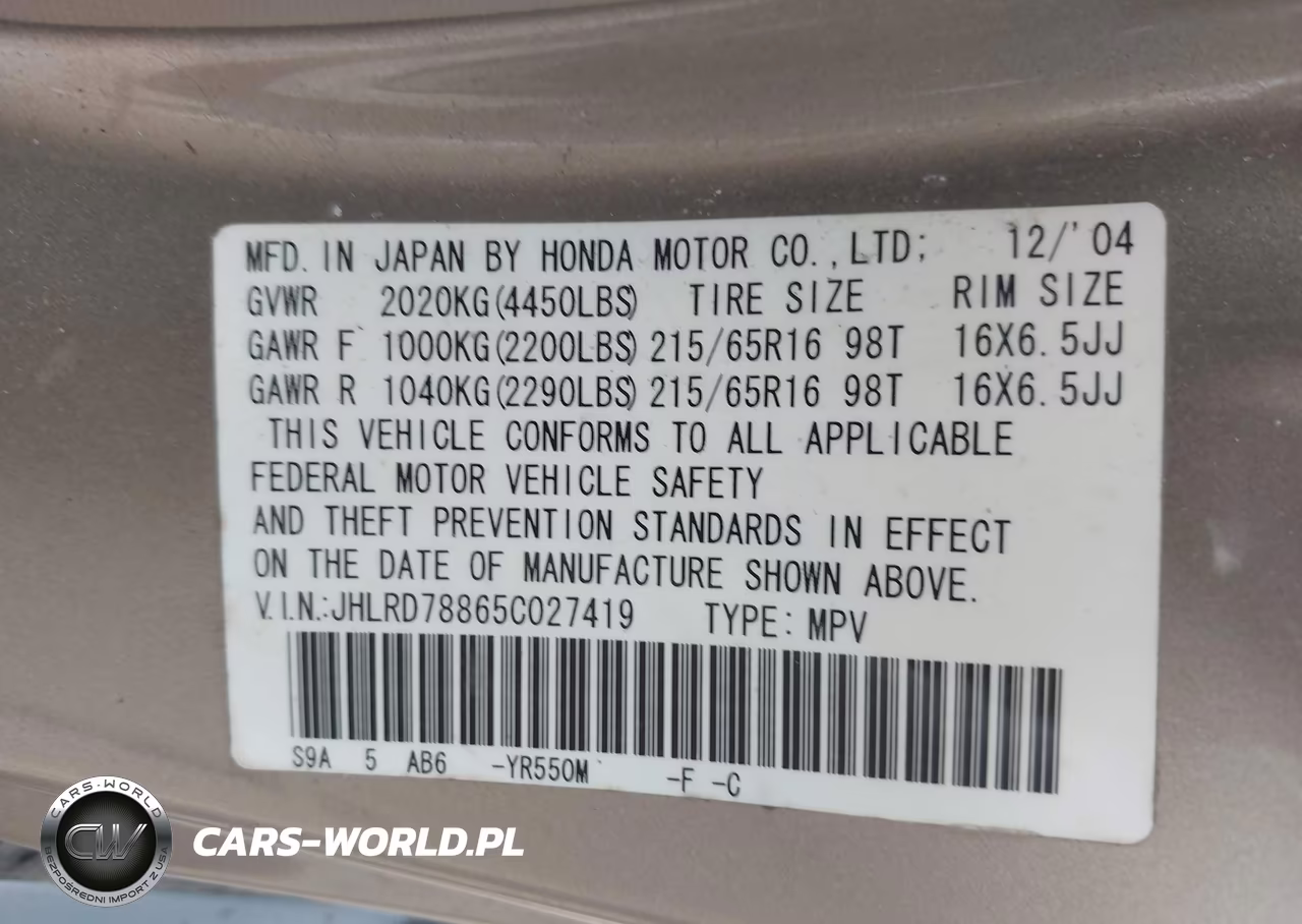 2005 Honda Cr-V Ex VIN:JHLRD78865C027419 - 9