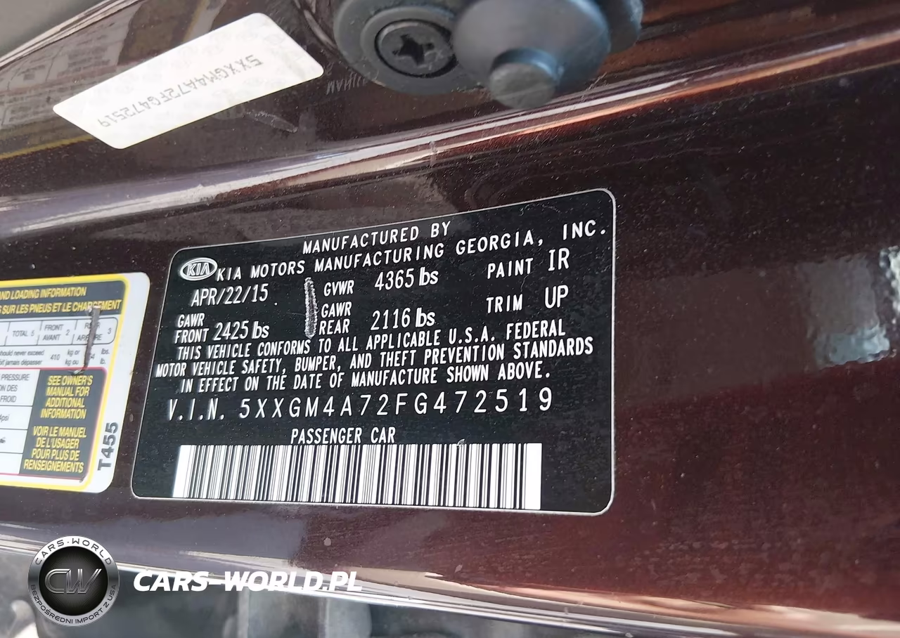 2015 Kia Optima Lx VIN:5XXGM4A72FG472519 - 9