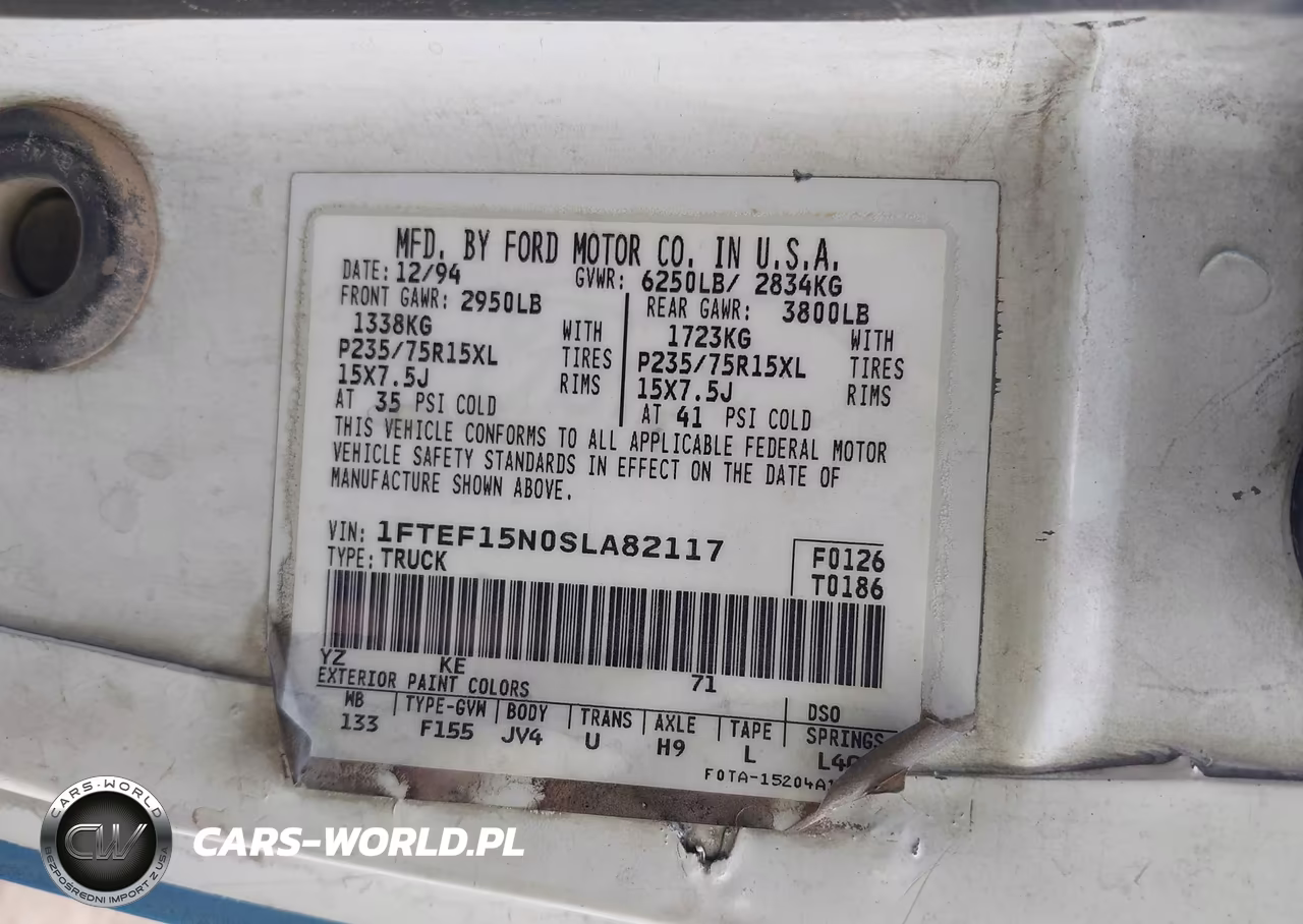 1995 Ford F150 VIN:1FTEF15N0SLA82117 - 9