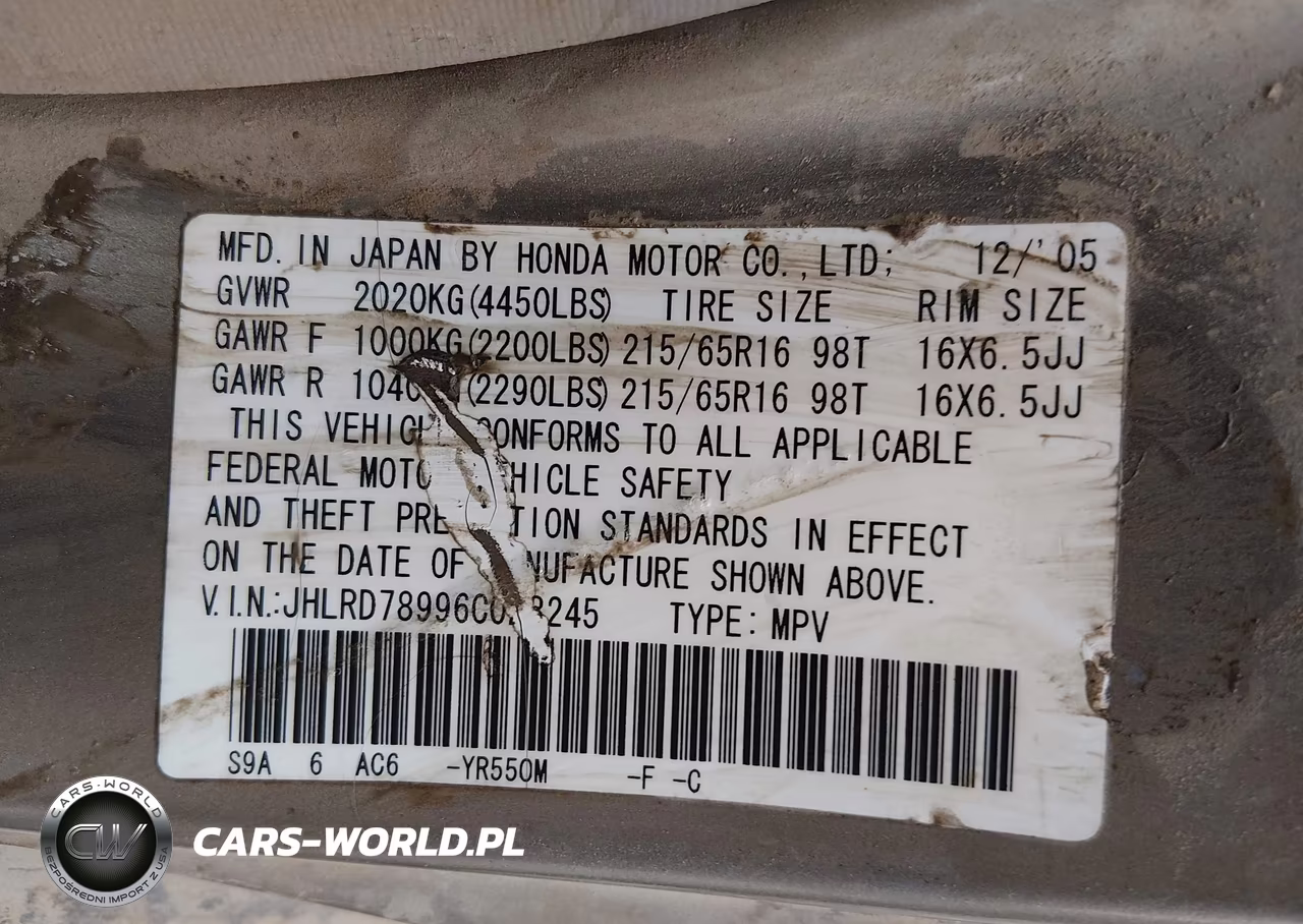 2006 Honda Cr-V Se VIN:JHLRD78996C023245 - 9