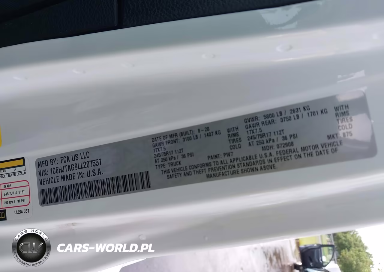 2020 Jeep Gladiator Sport S 4X4 VIN:1C6HJTAG9LL207557 - 9