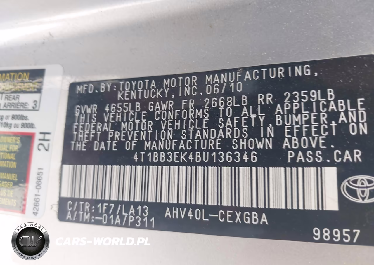 2011 Toyota Camry Hybrid VIN:4T1BB3EK4BU136346 - 9