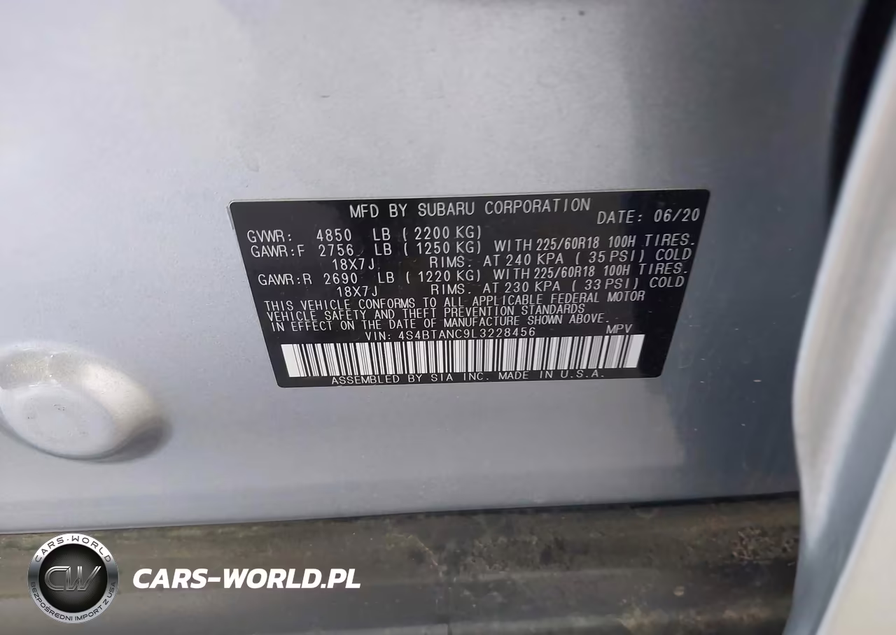 2020 Subaru Outback Limited VIN:4S4BTANC9L3228456 - 9