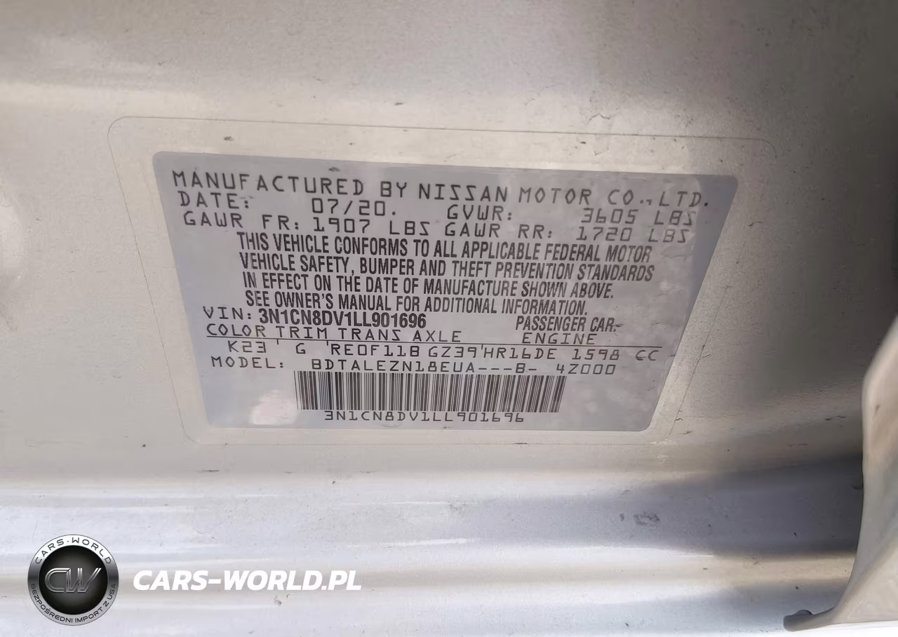 2020 Nissan Versa S Xtronic Cvt VIN:3N1CN8DV1LL901696 - 9