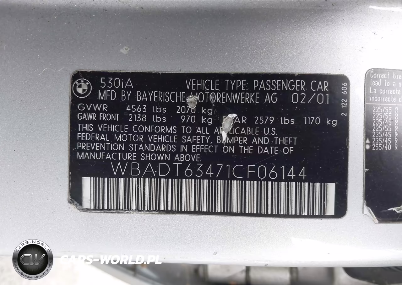 2001 BMW 530Ia VIN:WBADT63471CF06144 - 9