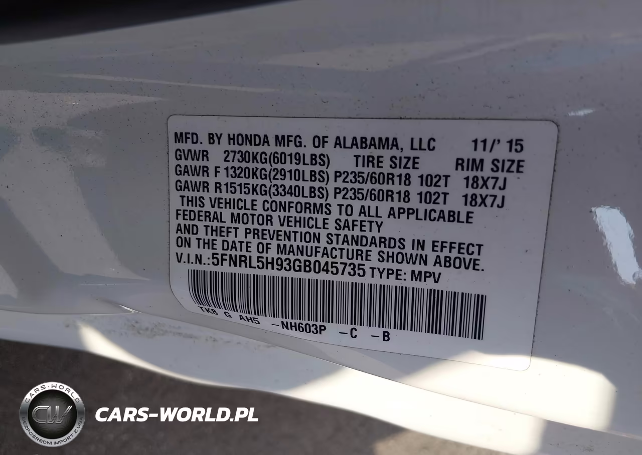 2016 Honda Odyssey Touring-Touring Elite VIN:5FNRL5H93GB045735 - 9