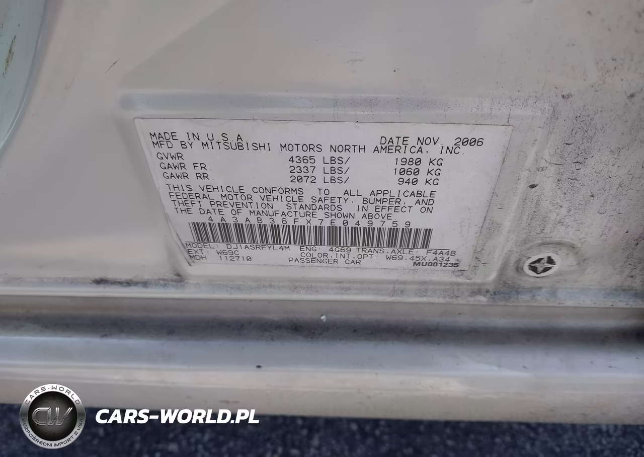 2007 Mitsubishi Galant Es-Se VIN:4A3AB36FX7E049759 - 9