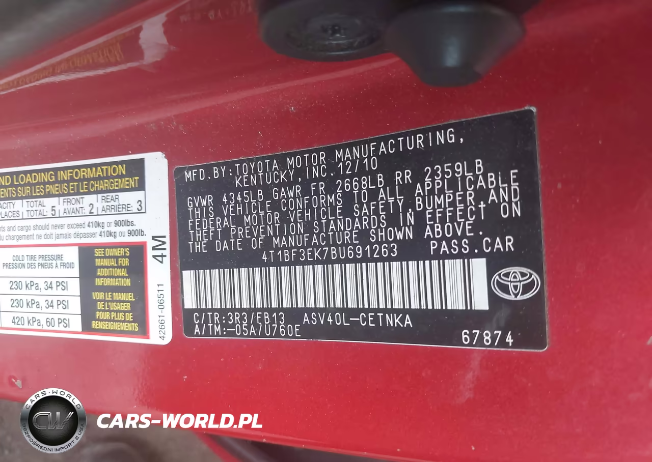 2011 Toyota Camry Le VIN:4T1BF3EK7BU691263 - 9