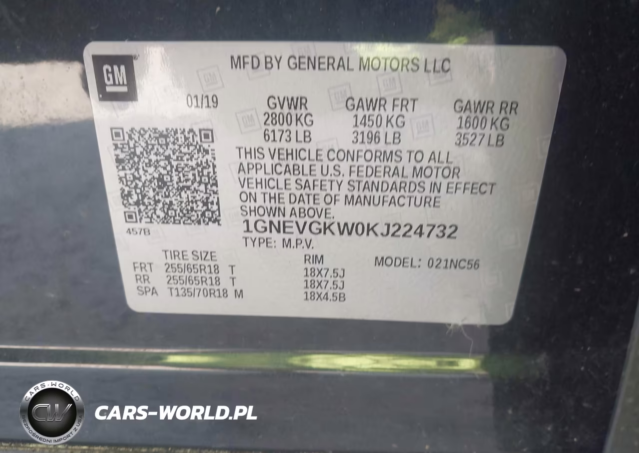 2019 Chevrolet Traverse 1Lt VIN:1GNEVGKW0KJ224732 - 9