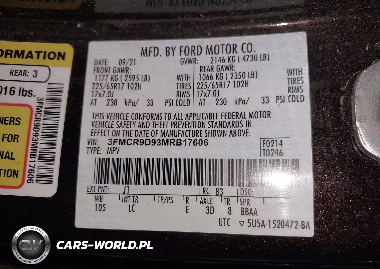 2021 Ford Bronco Sport Badlands VIN:3FMCR9D93MRB17606 - 9