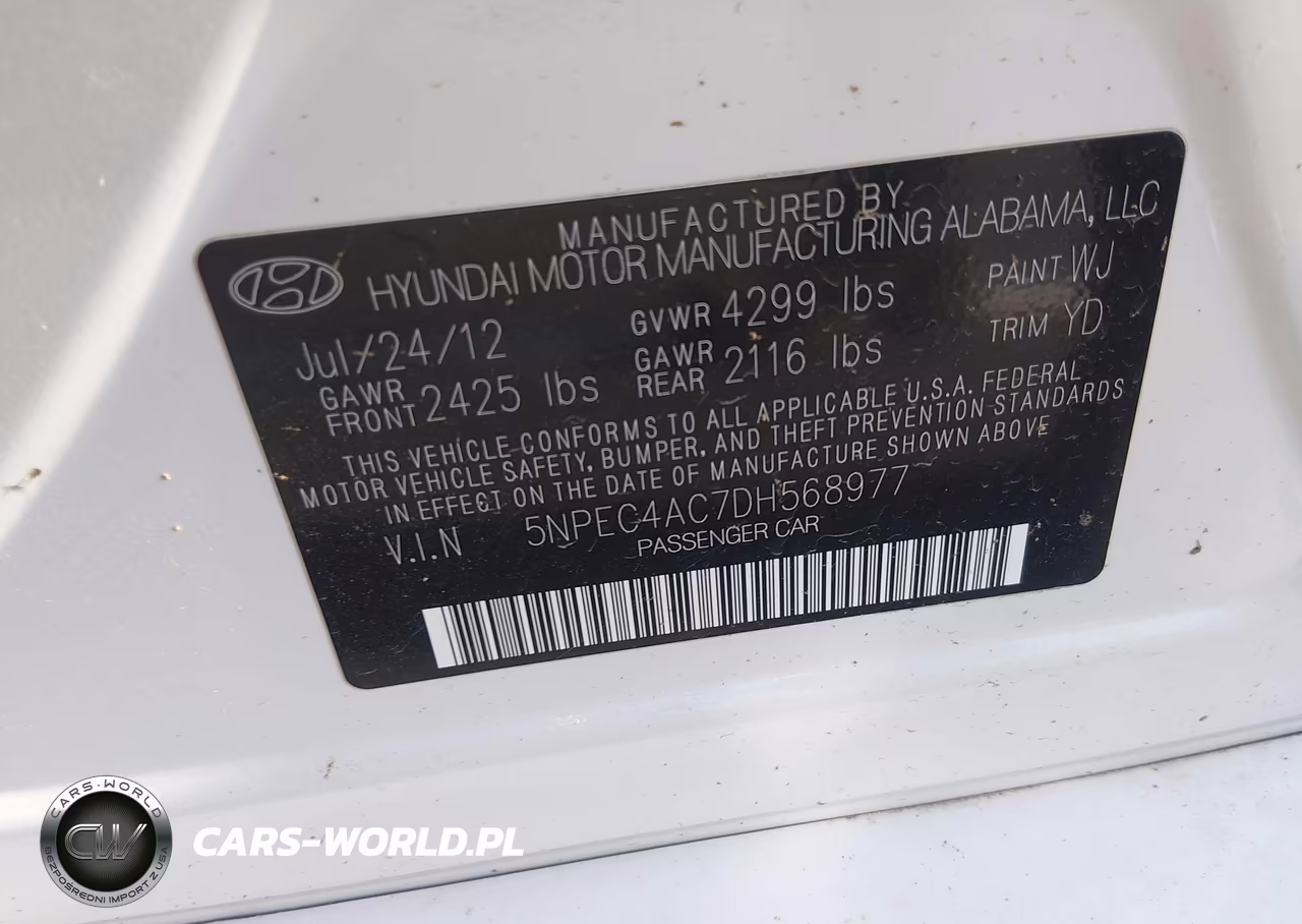 2013 Hyundai Sonata Se VIN:5NPEC4AC7DH568977 - 9