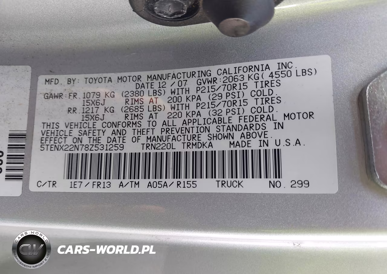 2008 Toyota Tacoma VIN:5TENX22N78Z531259 - 9