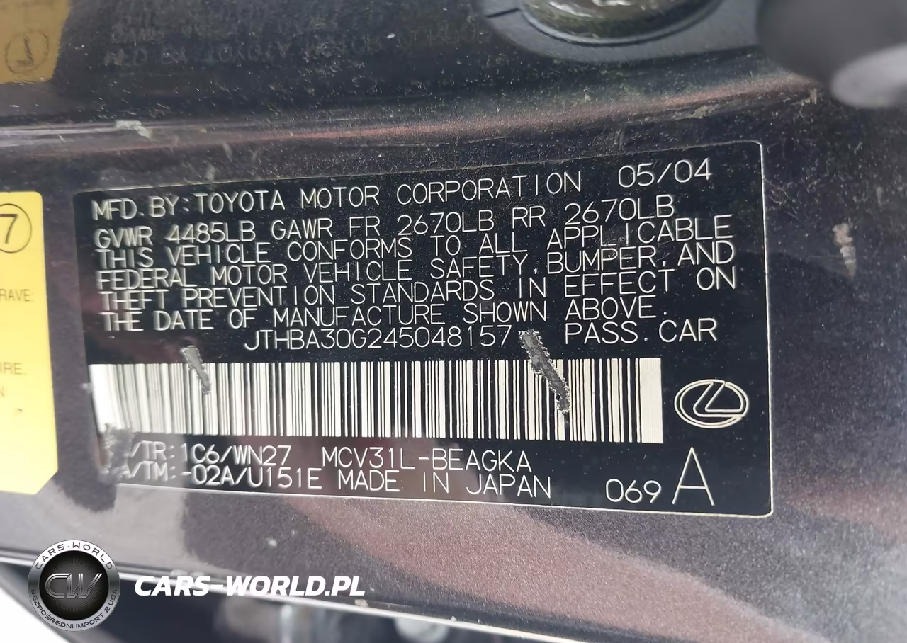2004 Lexus Es 330 VIN:JTHBA30G245048157 - 9