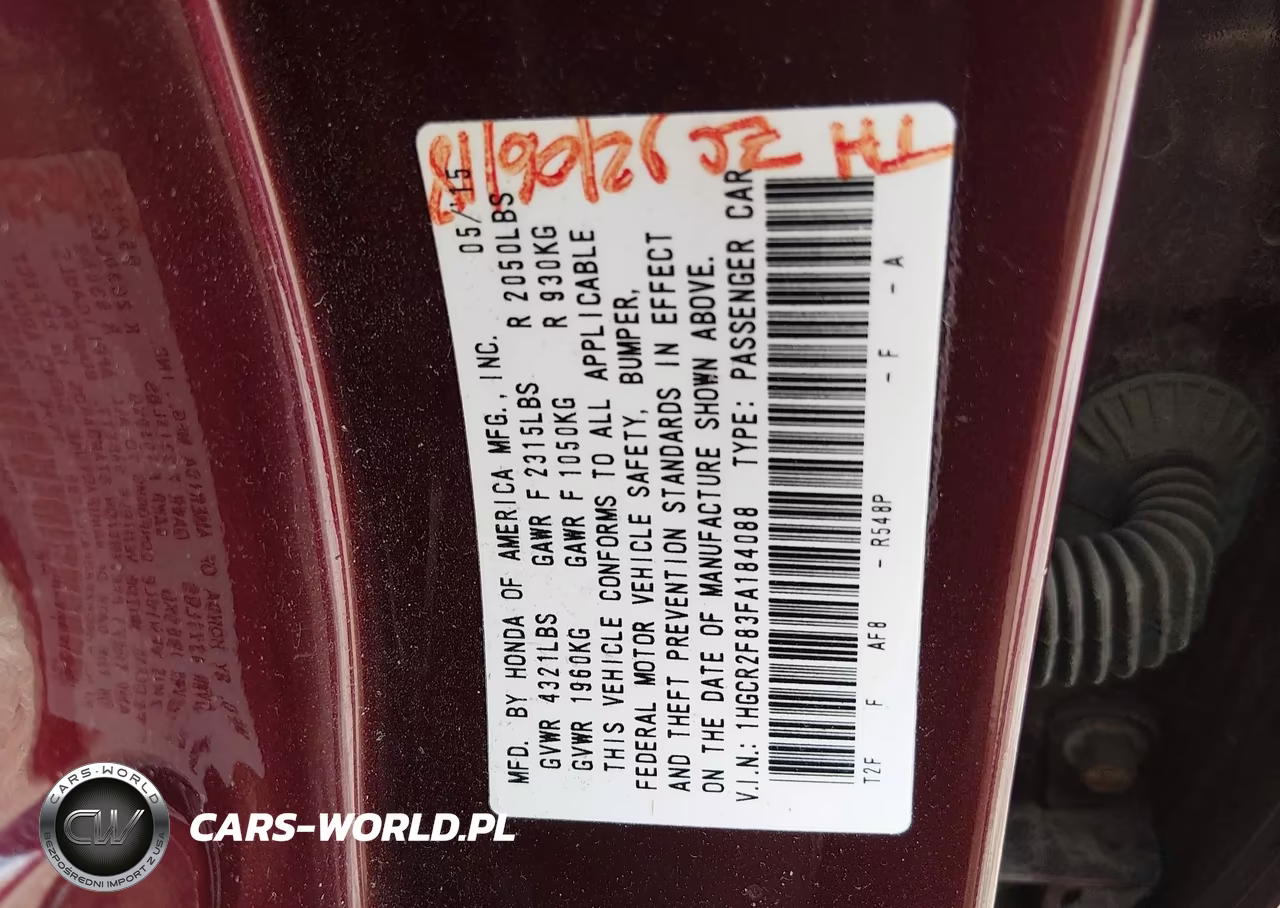 2015 Honda Accord Ex-L VIN:1HGCR2F83FA184088 - 9