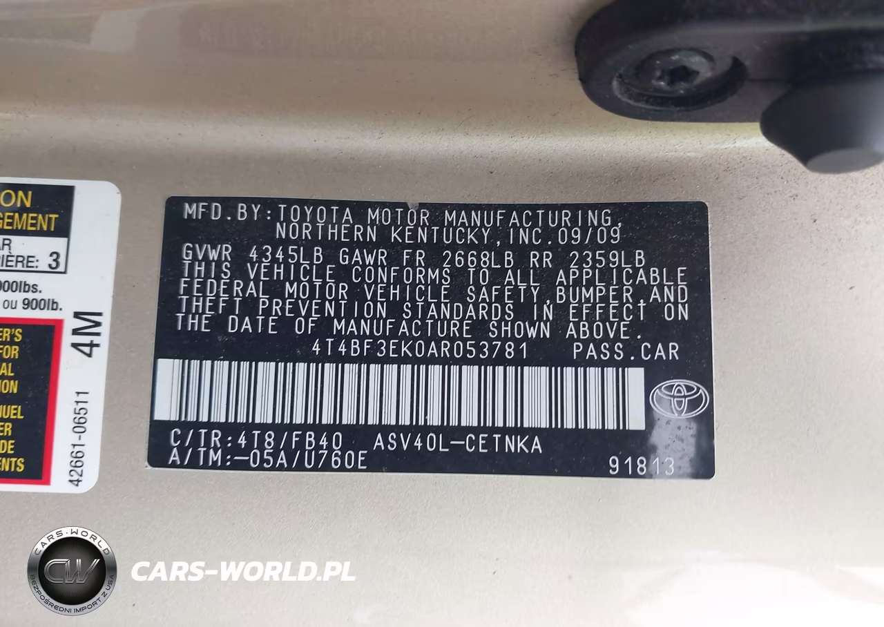 2010 Toyota Camry Le VIN:4T4BF3EK0AR053781 - 9