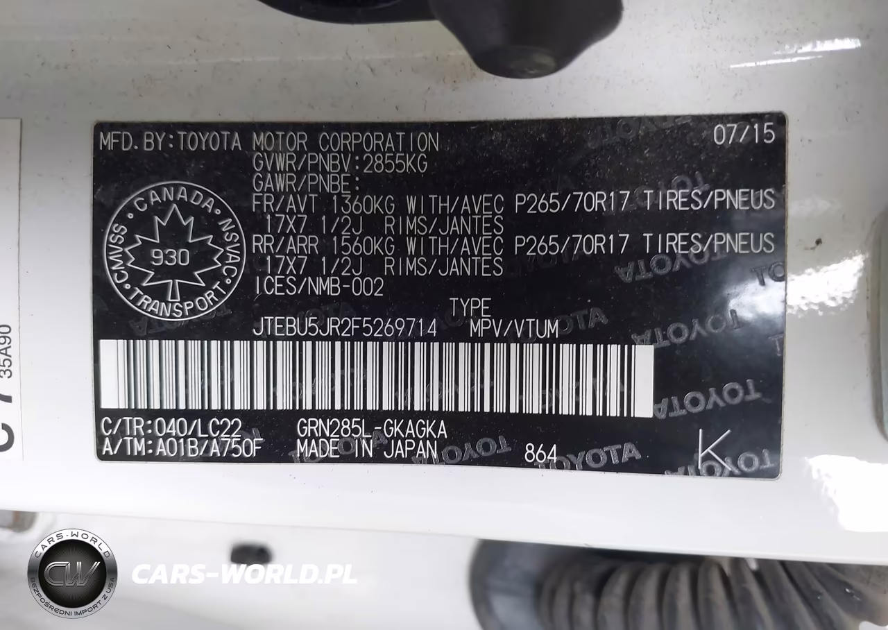 2015 Toyota 4Runner Sr5 V6 VIN:JTEBU5JR2F5269714 - 9