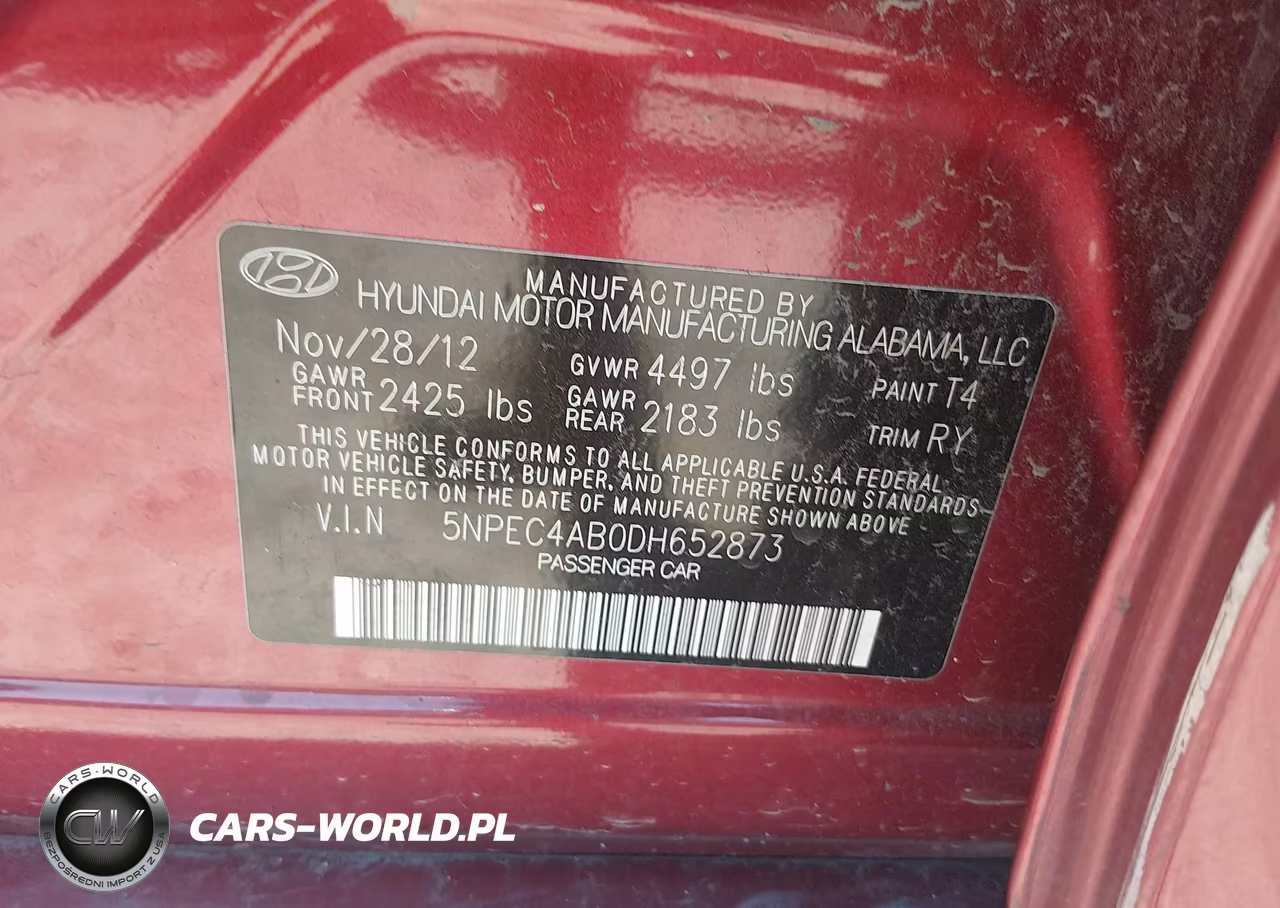 2013 Hyundai Sonata Se 2.0T VIN:5NPEC4AB0DH652873 - 9