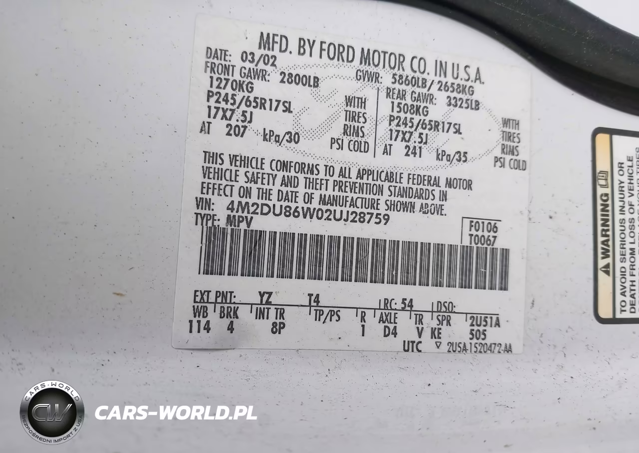 2002 Mercury Mountaineer VIN:4M2DU86W02UJ28759 - 9