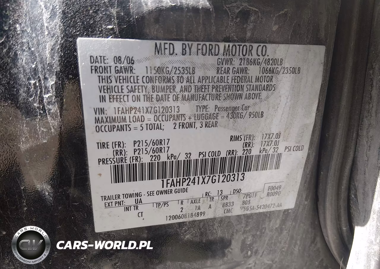 2007 Ford Five Hundred VIN:1FAHP241X7G120313 - 9