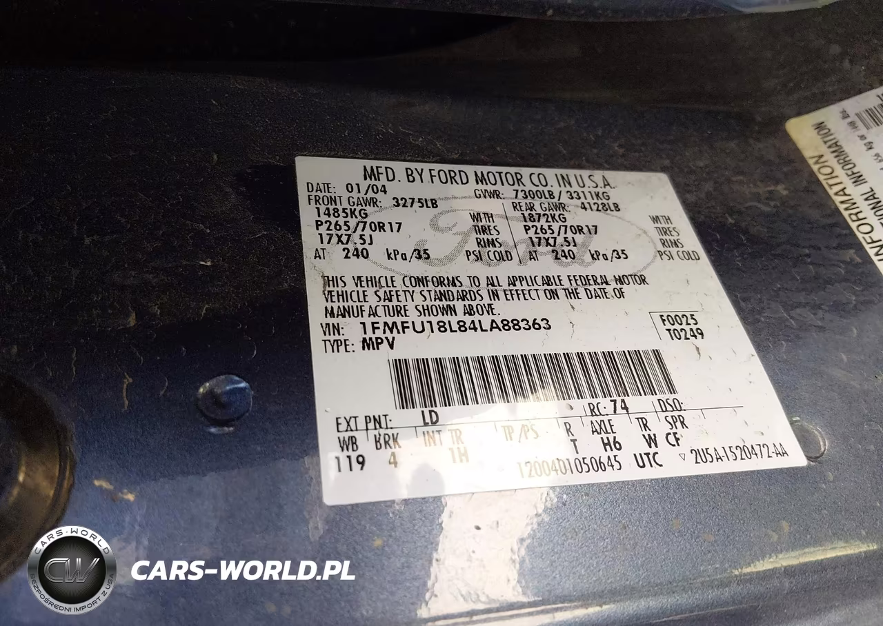 2004 Ford Expedition Eddie Bauer VIN:1FMFU18L84LA88363 - 9