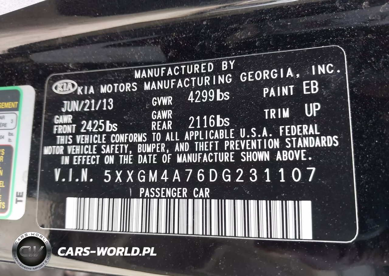 2013 Kia Optima Lx VIN:5XXGM4A76DG231107 - 9