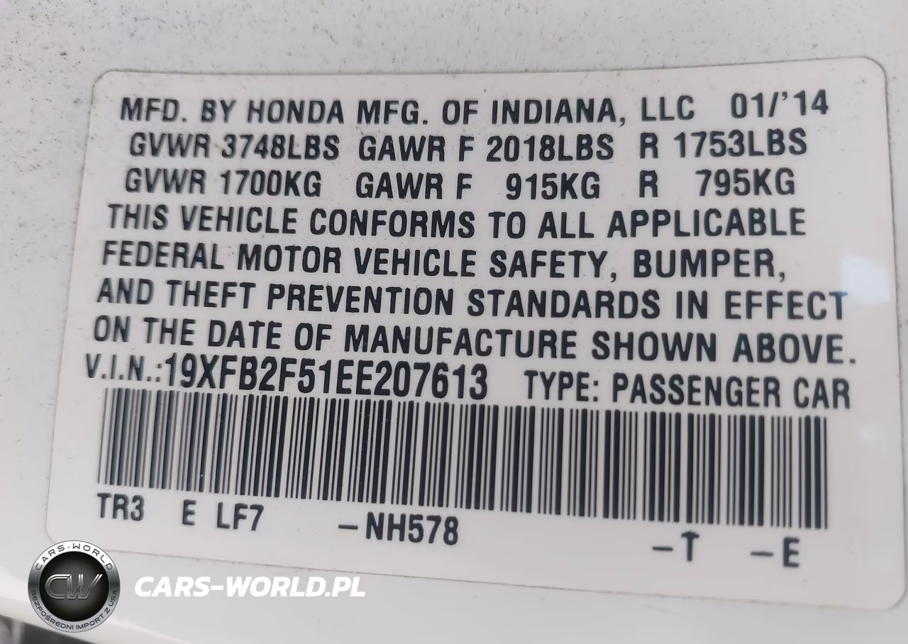 2014 Honda Civic Lx VIN:19XFB2F51EE207613 - 9
