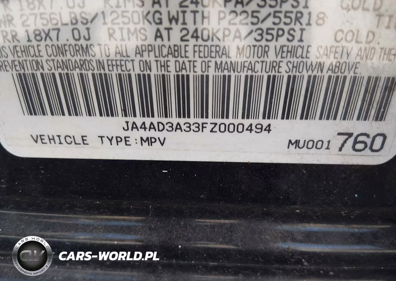 2015 Mitsubishi Outlander Se VIN:JA4AD3A33FZ000494 - 9