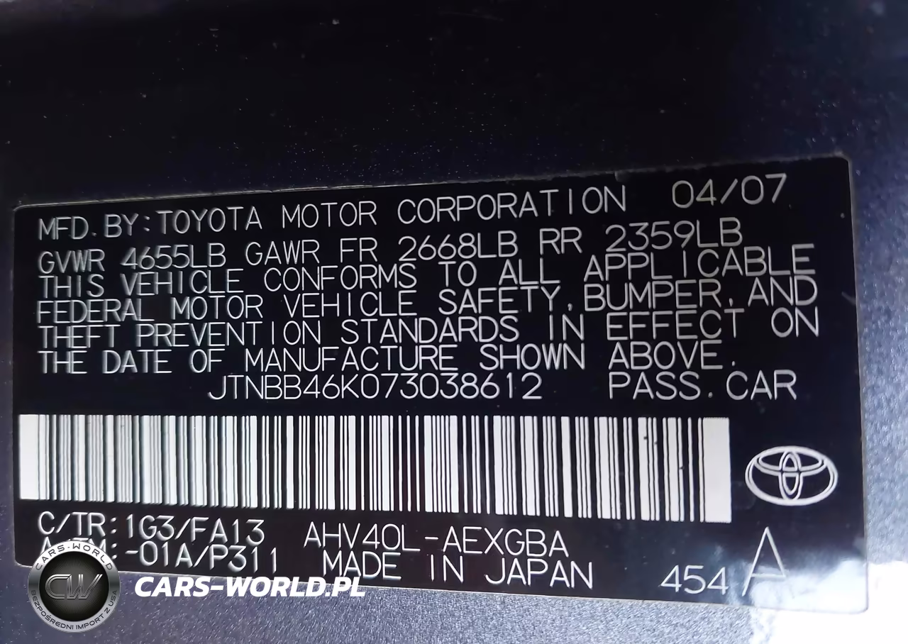 2007 Toyota Camry Hybrid VIN:JTNBB46K073038612 - 9