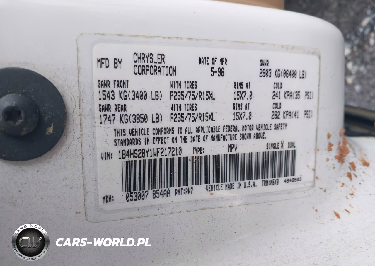 1998 Dodge Durango Slt VIN:1B4HS28Y1WF217210 - 9