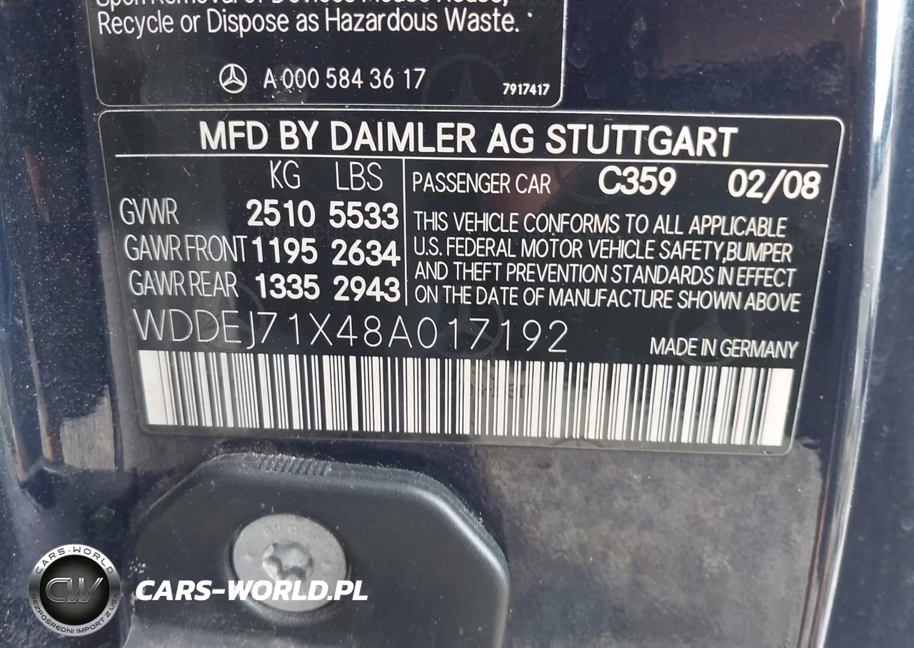 2008 Mercedes-Benz Cl 550 VIN:WDDEJ71X48A017192 - 9