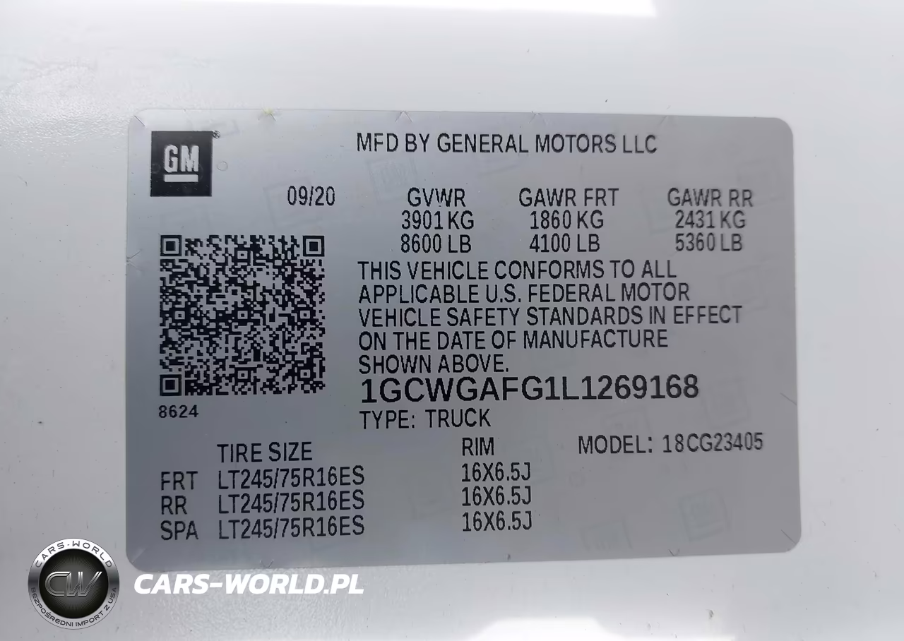 2020 Chevrolet Express Cargo Rwd 2500 Regular Wheelbase Wt VIN:1GCWGAFG1L1269168 - 9