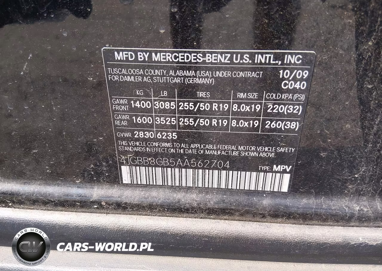 2010 Mercedes-Benz Ml 350 4Matic VIN:4JGBB8GB5AA562704 - 9