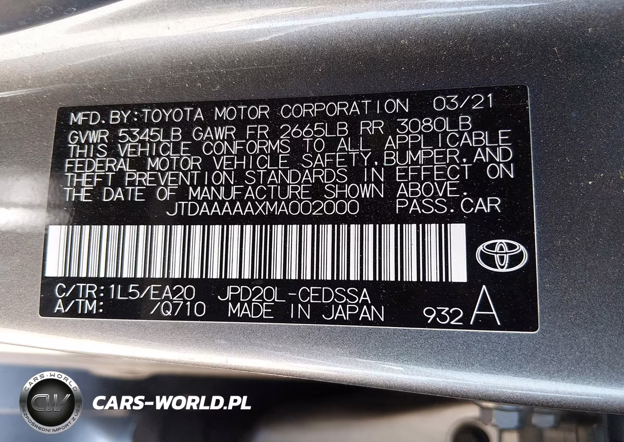 2021 TOYOTA MIRAI XLE VIN:JTDAAAAAXMA002000 - 9