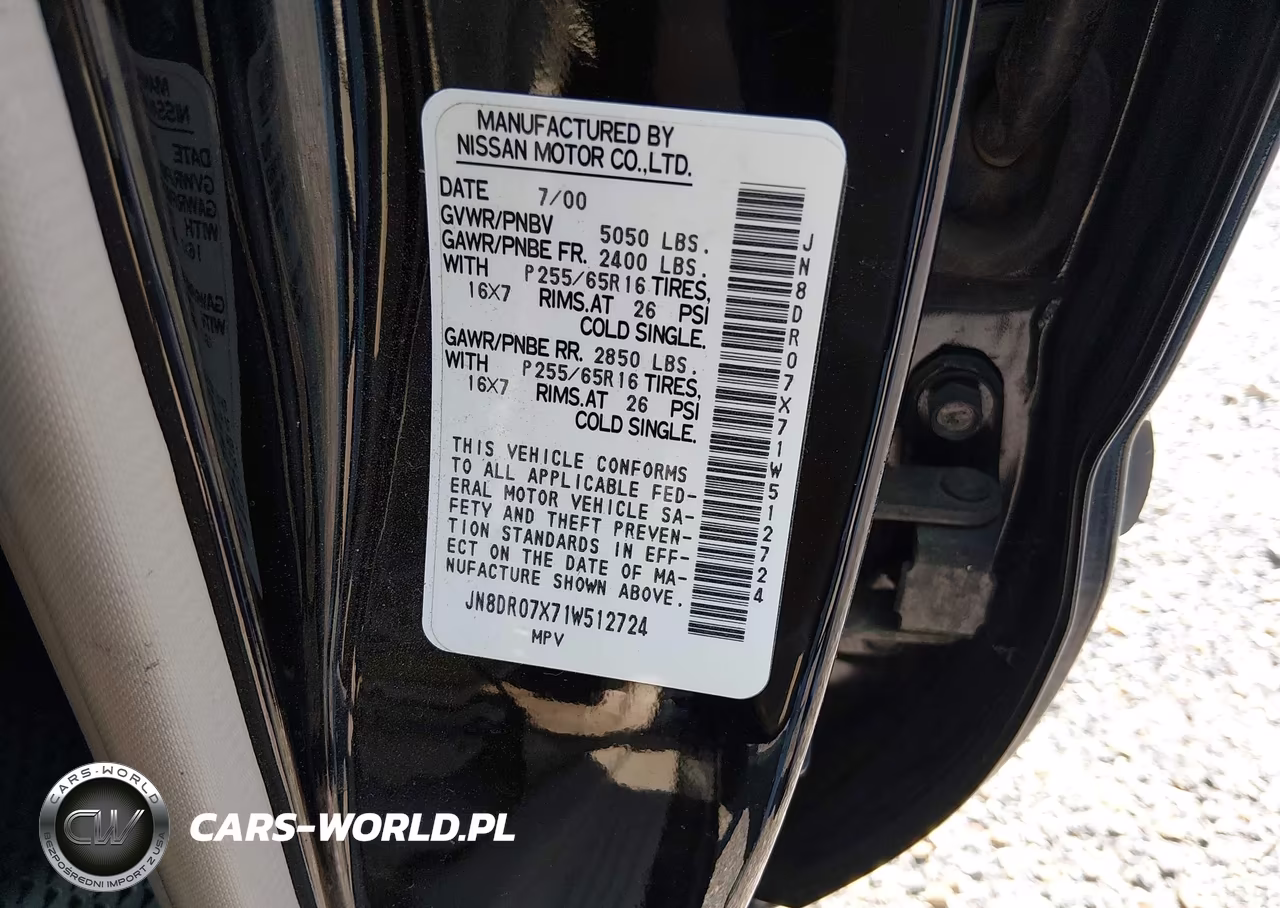 2001 Nissan Pathfinder Le VIN:JN8DR07X71W512724 - 9