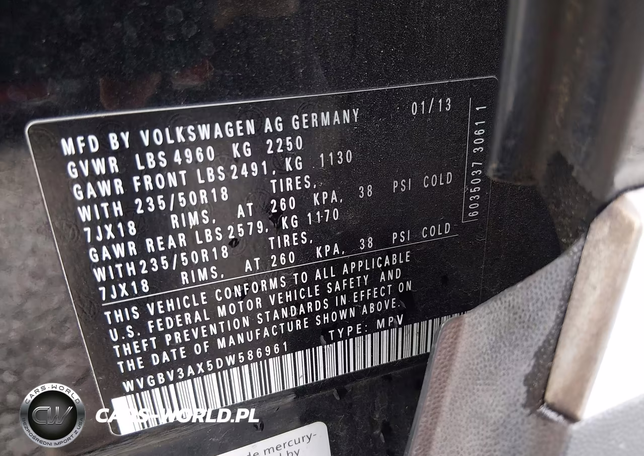 2013 Volkswagen Tiguan Se VIN:WVGBV3AX5DW586961 - 9