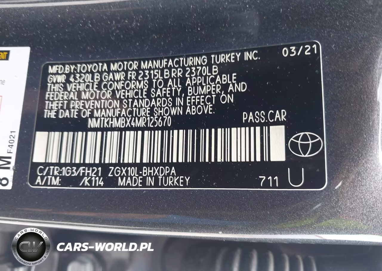2021 Toyota C-Hr Le VIN:NMTKHMBX4MR125670 - 9