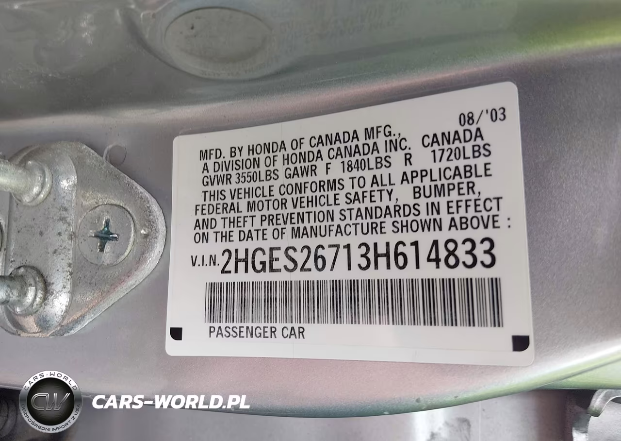 2003 Honda Civic Ex VIN:2HGES26713H614833 - 9